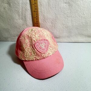 Ariat Infant Girls Pink Lace Overlay Logo Baseball Cap Hat One Size OS